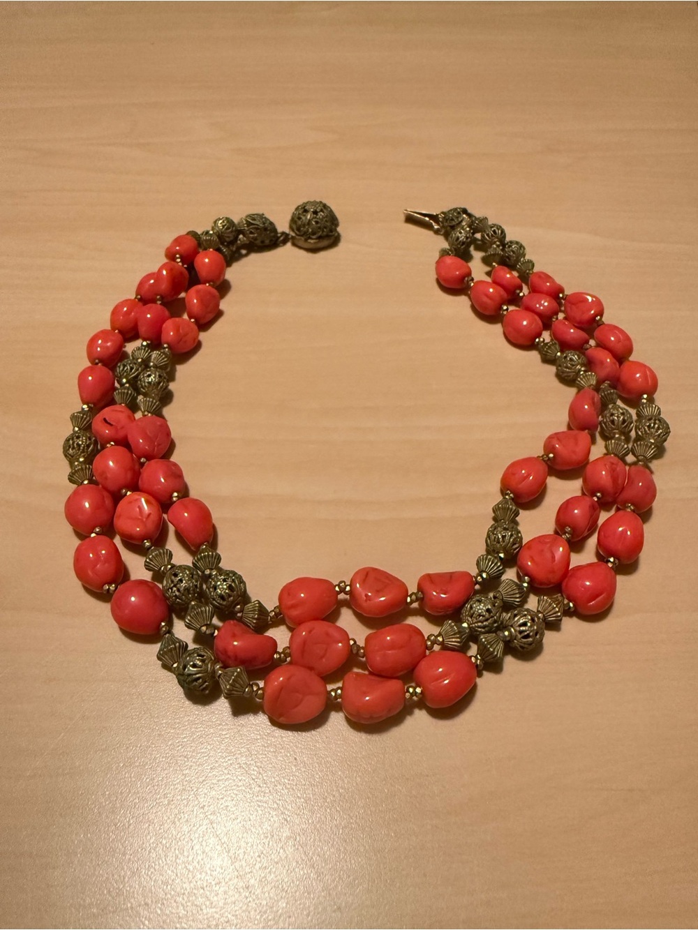 Vintage Miriam Haskell Triple-Strand Statement Necklace
